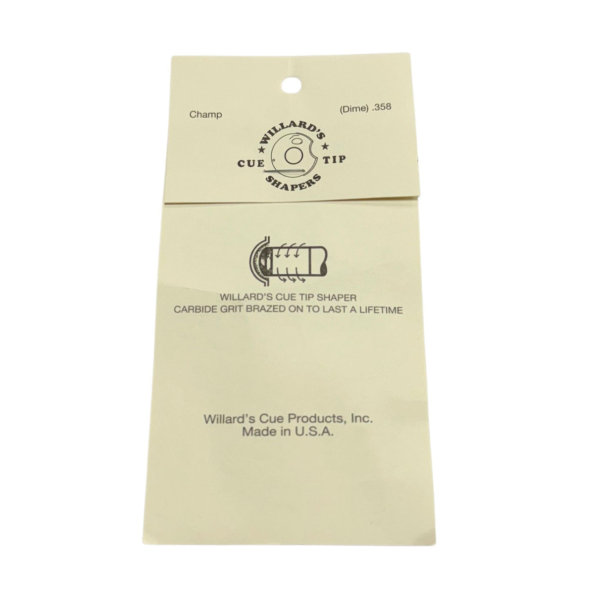 Willard's Pool Cue Tip Shaper - Dime