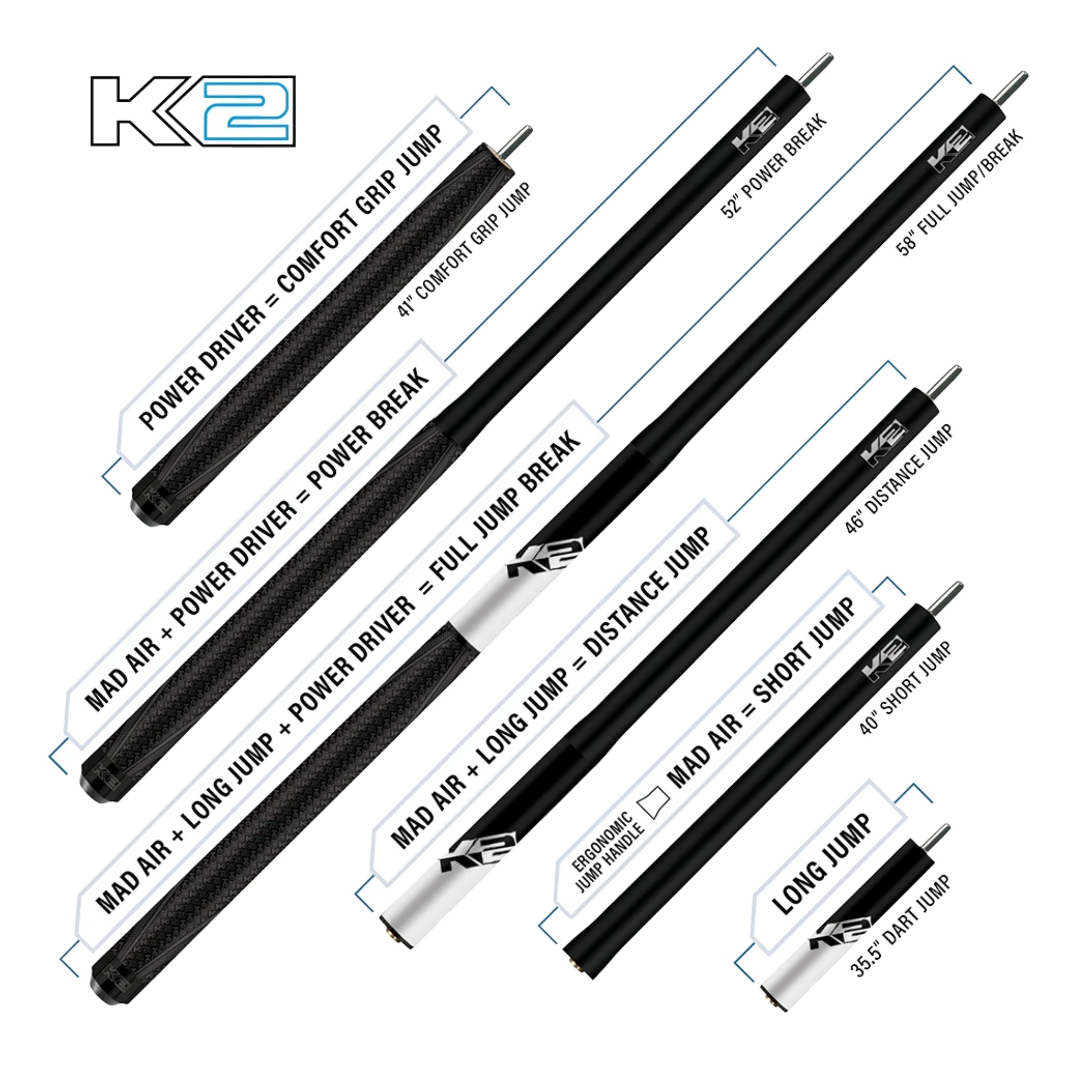 K2 KLJBRD 6-in-1 Jump/Break Cue